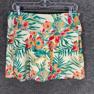 Vogo Skort Women XL Beige Floral Mini Short Pull On Mid Rise Stretch Pockets